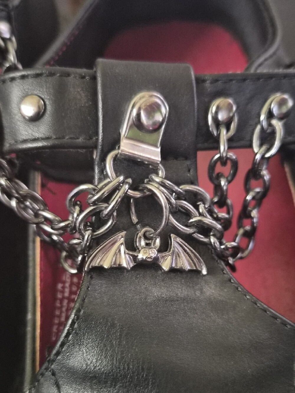 🖤 Demonia Creeper-215 Chained Bat T-Strap Platforms - Picture 5 of 6
